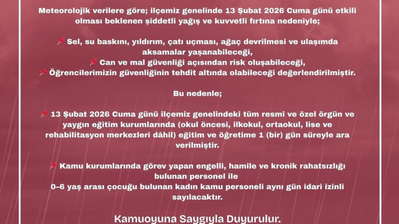 EĞİTİME ‘FIRTINA’ ARASI